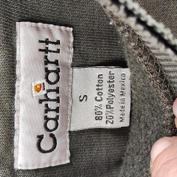 Carhartt Green Size Small Mens Pullover Sweatshirt Distressed Collar - Picture 7 of 11